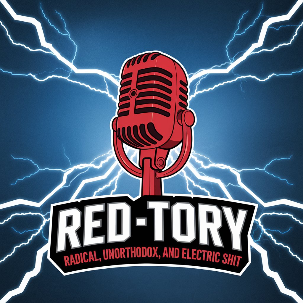 Red Microphone with lightning and the title of the podcast which is Red Tory